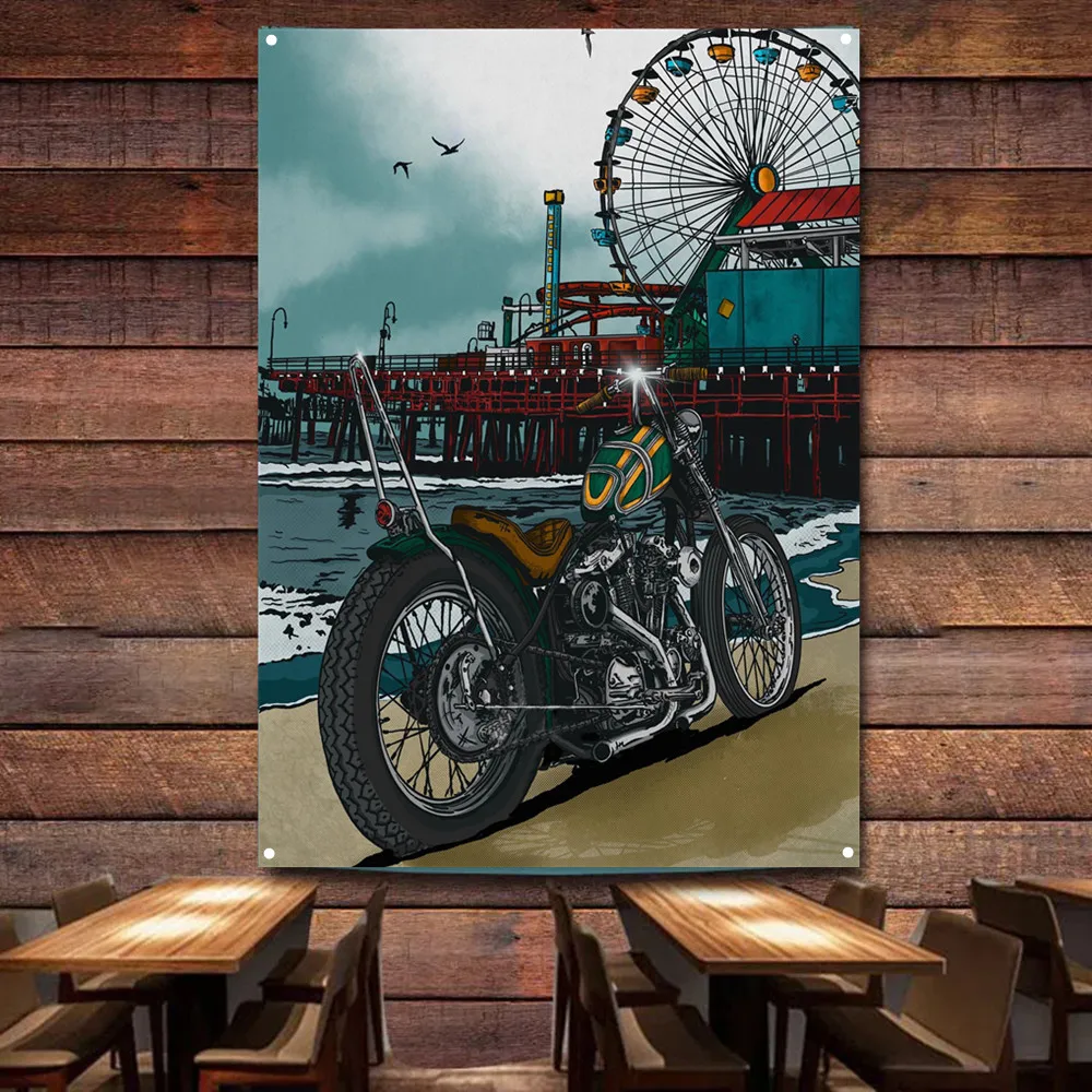 Auto Repair Shop Banners - Poster artistico per moto al mare,
